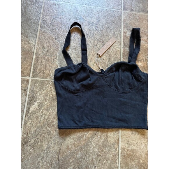 Skims Cotton Rib Picot Cropped Cami Soot Size Medium - Picture 6 of 12